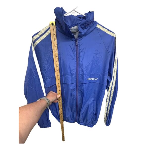 Vintage 80s Adidas Trefoil Track Windbreaker Jacket Made In USA Purple Blue - Picture 10 of 12